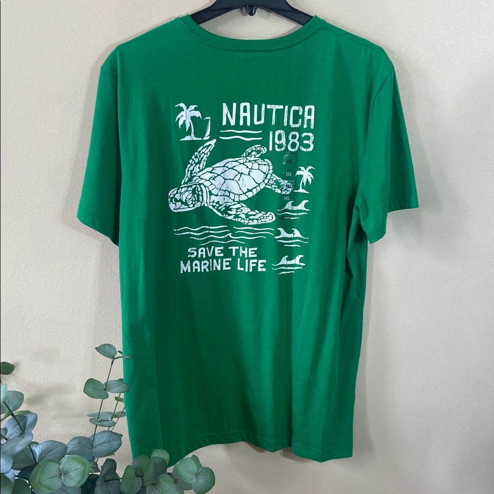 NWT Nautica Men's XXL Kelly Green Turtle Graphic T-Shirt Save the Marine Life - Picture 4 of 4